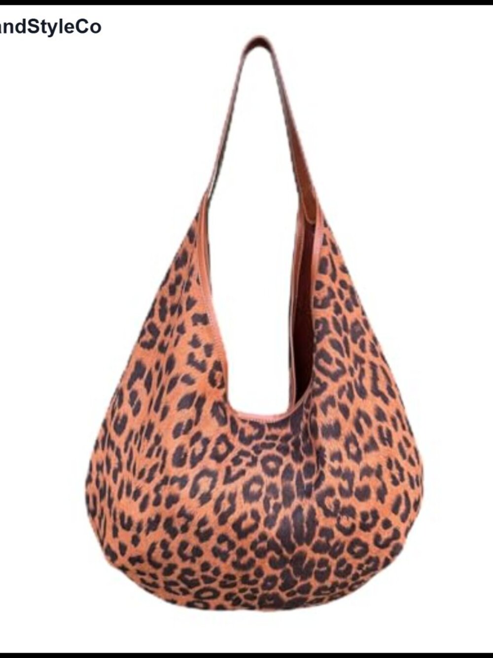 Faux Suede Leopard Print Hobo Tote Bag with Leather Strap Large Shoulder Bag